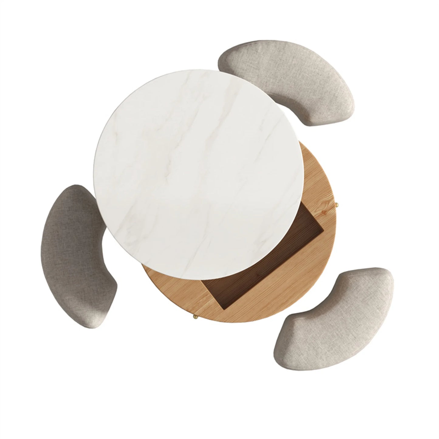 Aero Sintered Stone Coffee Table | 32" Walnut Round With 3 Stools