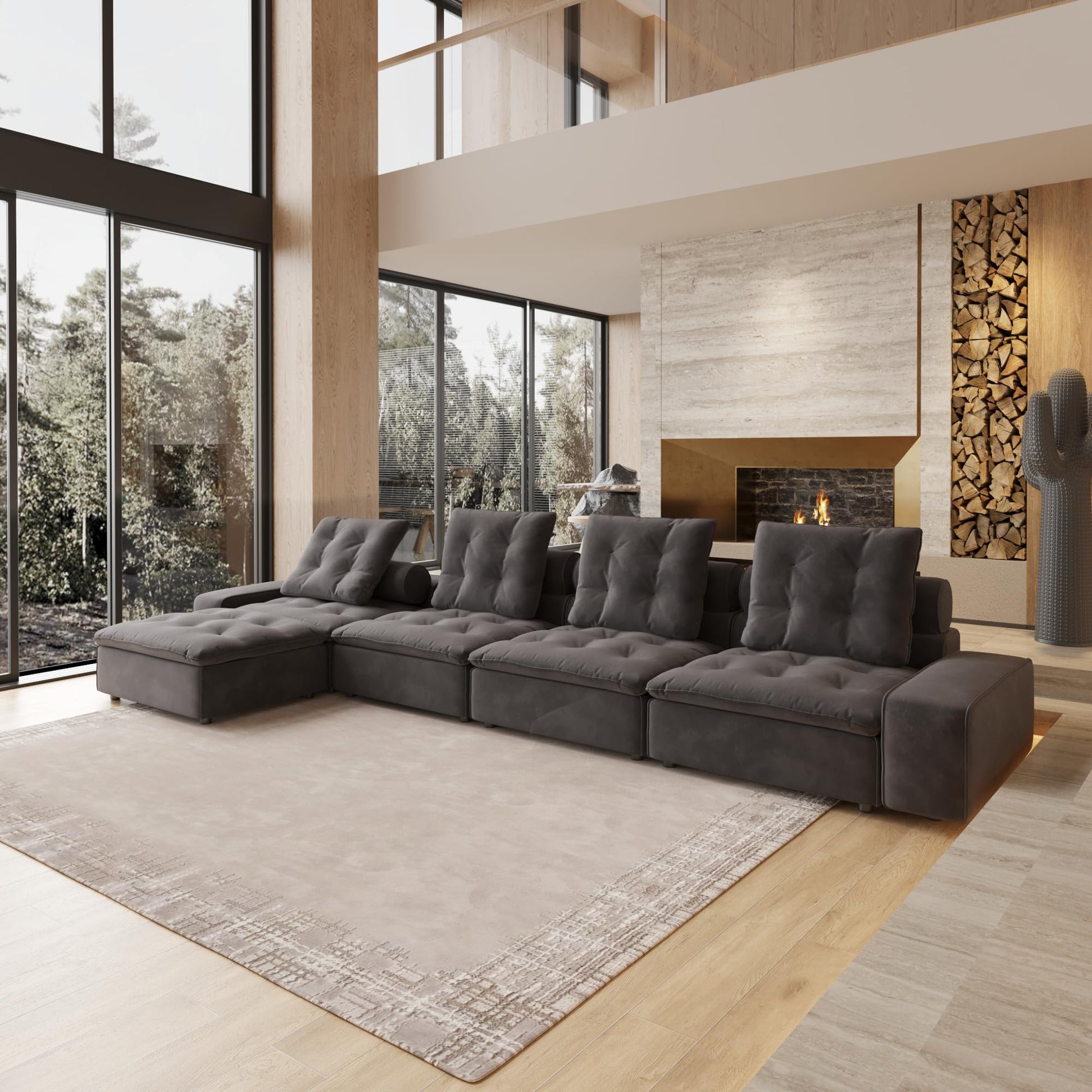 Cloud Modular Sectional Sofa, Luxury Velvet Couch Sofas for Living Room,74inch Corner Seater