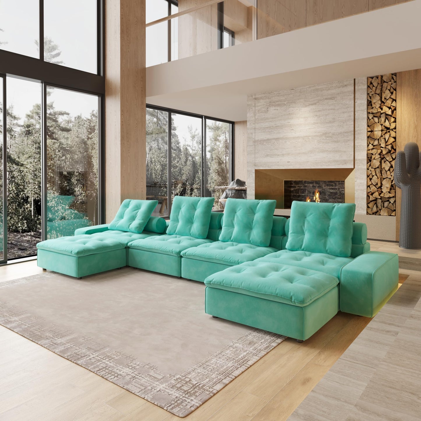 Cloud Modular Sectional Sofa, Luxury Velvet Couch Sofas for Living Room,74inch Corner Seater