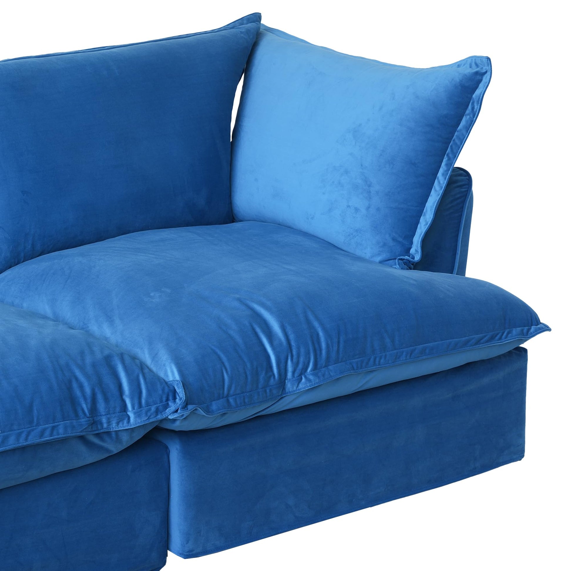 Sectional Couches for Living Room,82.66" Cloud Modular Sectional Sofa, Velvet Deep Couch,Cushion Covers Removable &amp; Replaceable,LoveSofa,Blue