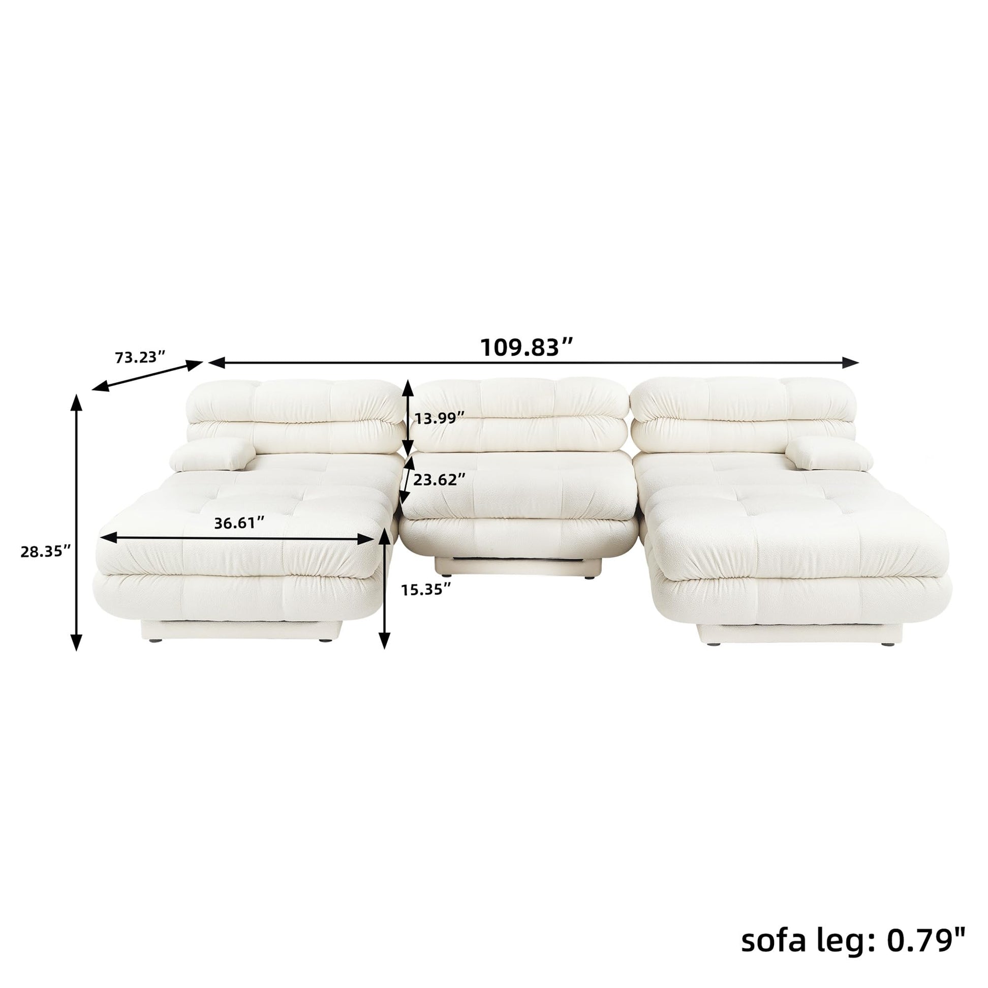 Modular Sectional Couch for Living Room, 109.83" Inline L Shaped Sofa Couch, Minimalist Sofa Couch,3 Seater and 1 Ottoman Deep Seat Couch Deep Seat (Beige, 4 Seater)