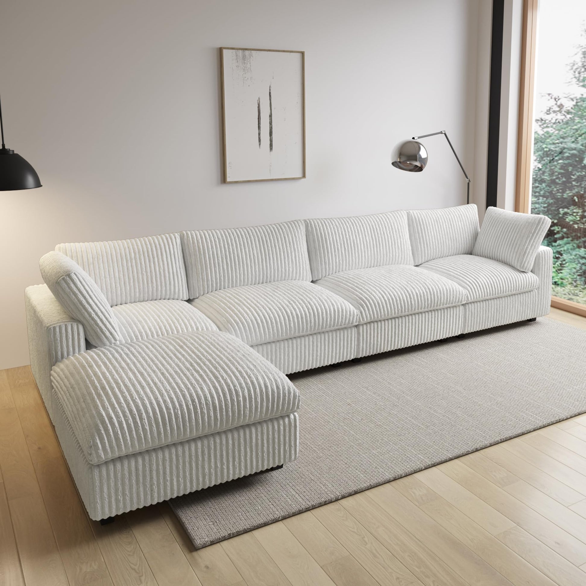 Cloud Couch Modular Sectional Sofa,157" Oversized U Shaped Couch with Ottoman,6 Seater Convertible Sofa,Comfy Plush Couches for Living Room,Covers Washable&amp;Replaceable (White)