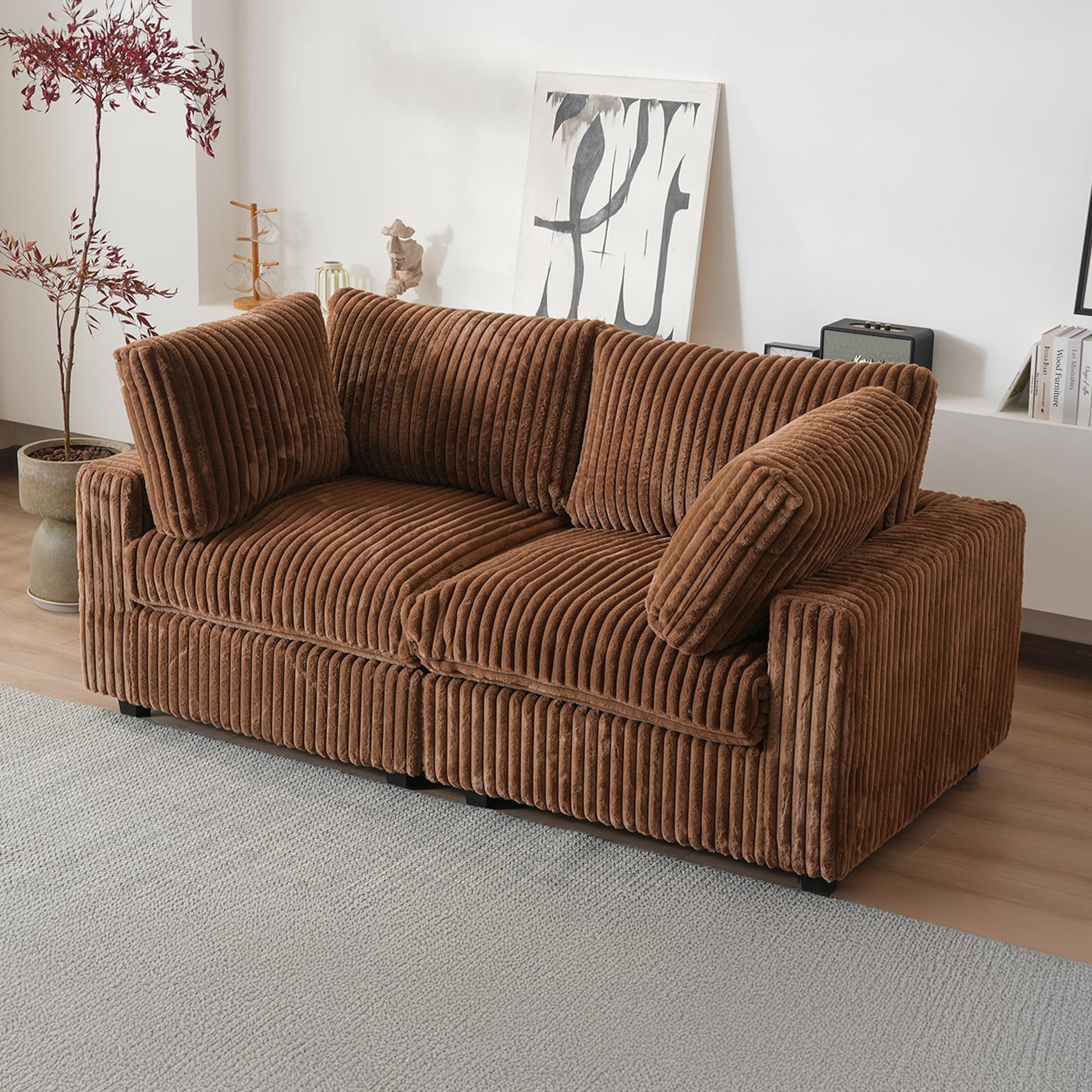 Cloud Couch Modular Sectional Sofa,157" Oversized U Shaped Couch with Ottoman,6 Seater Convertible Sofa,Comfy Plush Couches for Living Room,Covers Washable&amp;Replaceable (White)