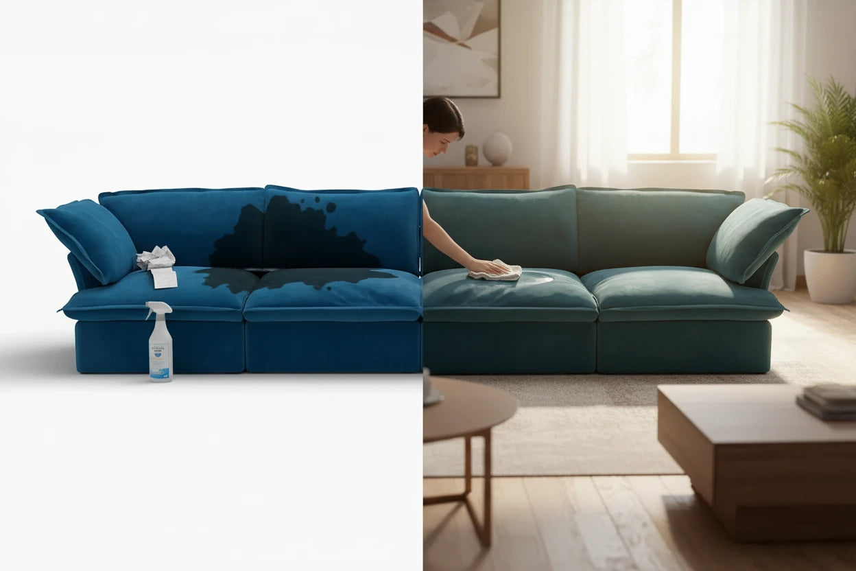 cons of velvet sectional sofa: Non-Washable Carries Hidden Costs