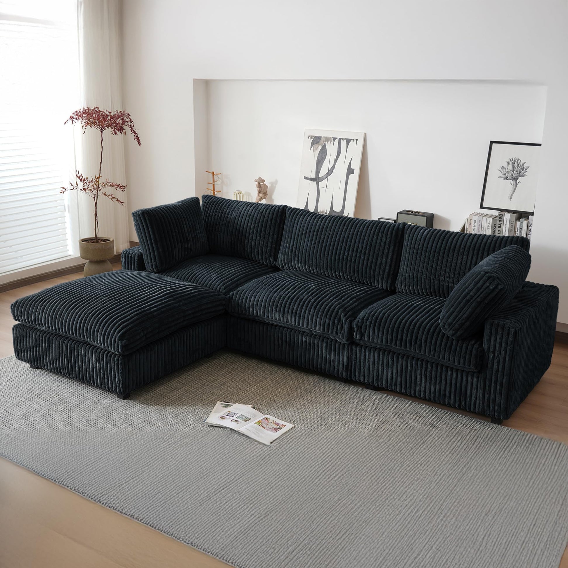 Cloud Couch Modular Sectional Sofa,157" Oversized U Shaped Couch with Ottoman,6 Seater Convertible Sofa,Comfy Plush Couches for Living Room,Covers Washable&amp;Replaceable (White)