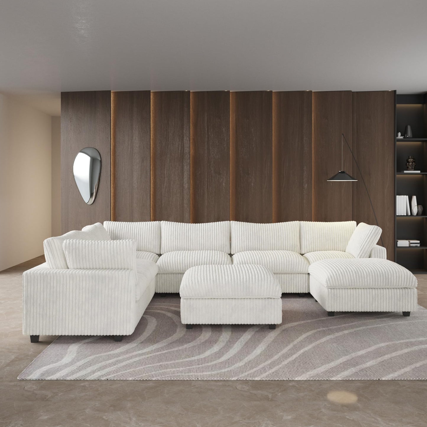 Cloud Couch Modular Sectional Sofa,157" Oversized U Shaped Couch with Ottoman,6 Seater Convertible Sofa,Comfy Plush Couches for Living Room,Covers Washable&amp;Replaceable (White)