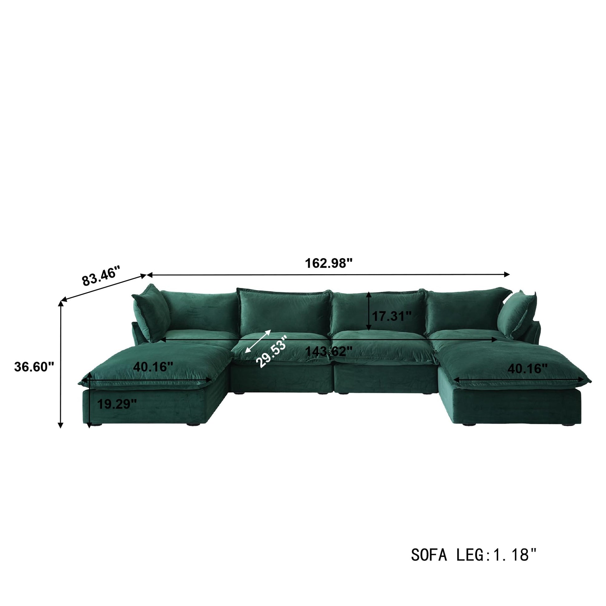 Sectional Couches for Living Room,82.66" Cloud Modular Sectional Sofa, Velvet Deep Couch,Cushion Covers Removable &amp; Replaceable,LoveSofa,Blue