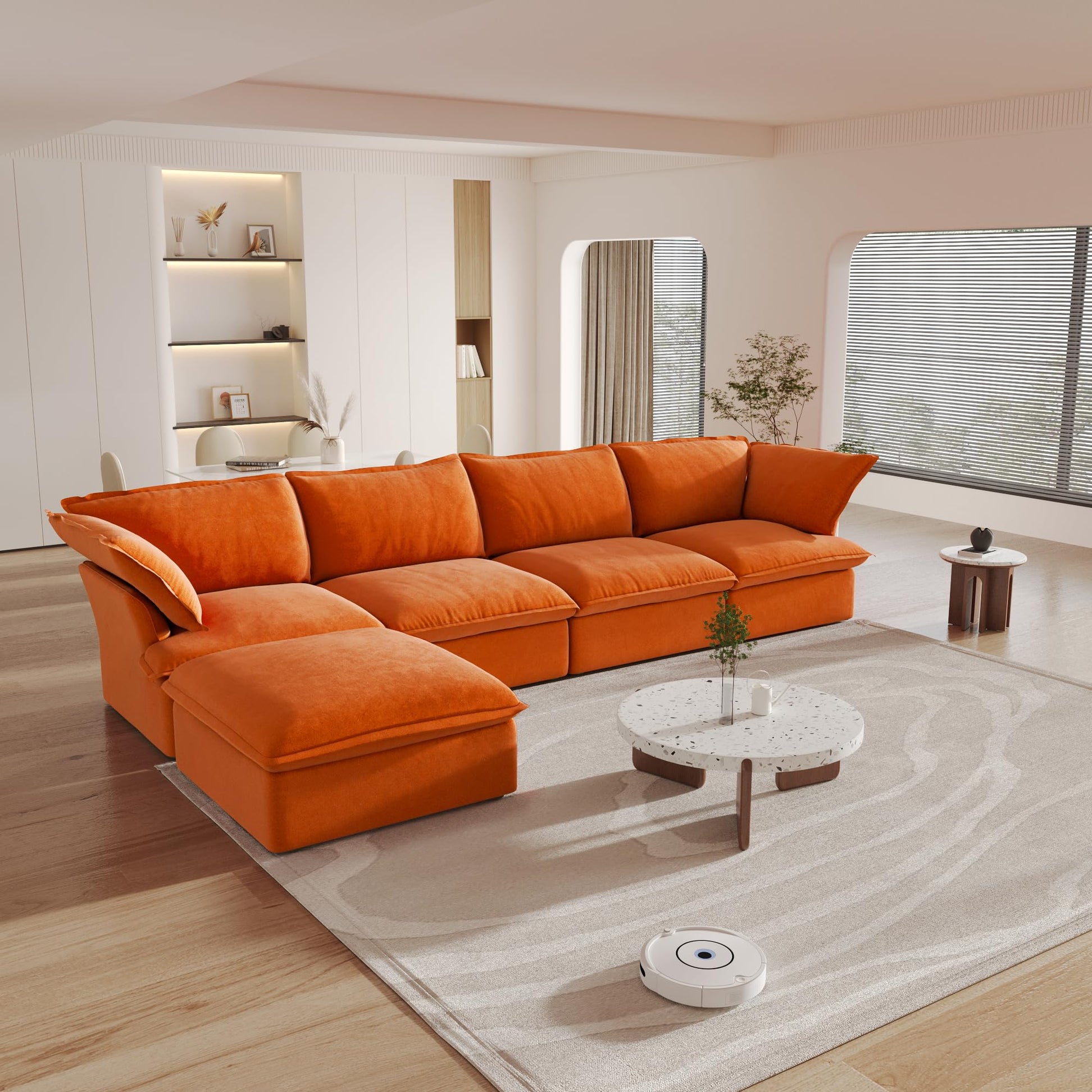 Sectional Couches for Living Room,82.66" Cloud Modular Sectional Sofa, Velvet Deep Couch,Cushion Covers Removable &amp; Replaceable,LoveSofa,Blue