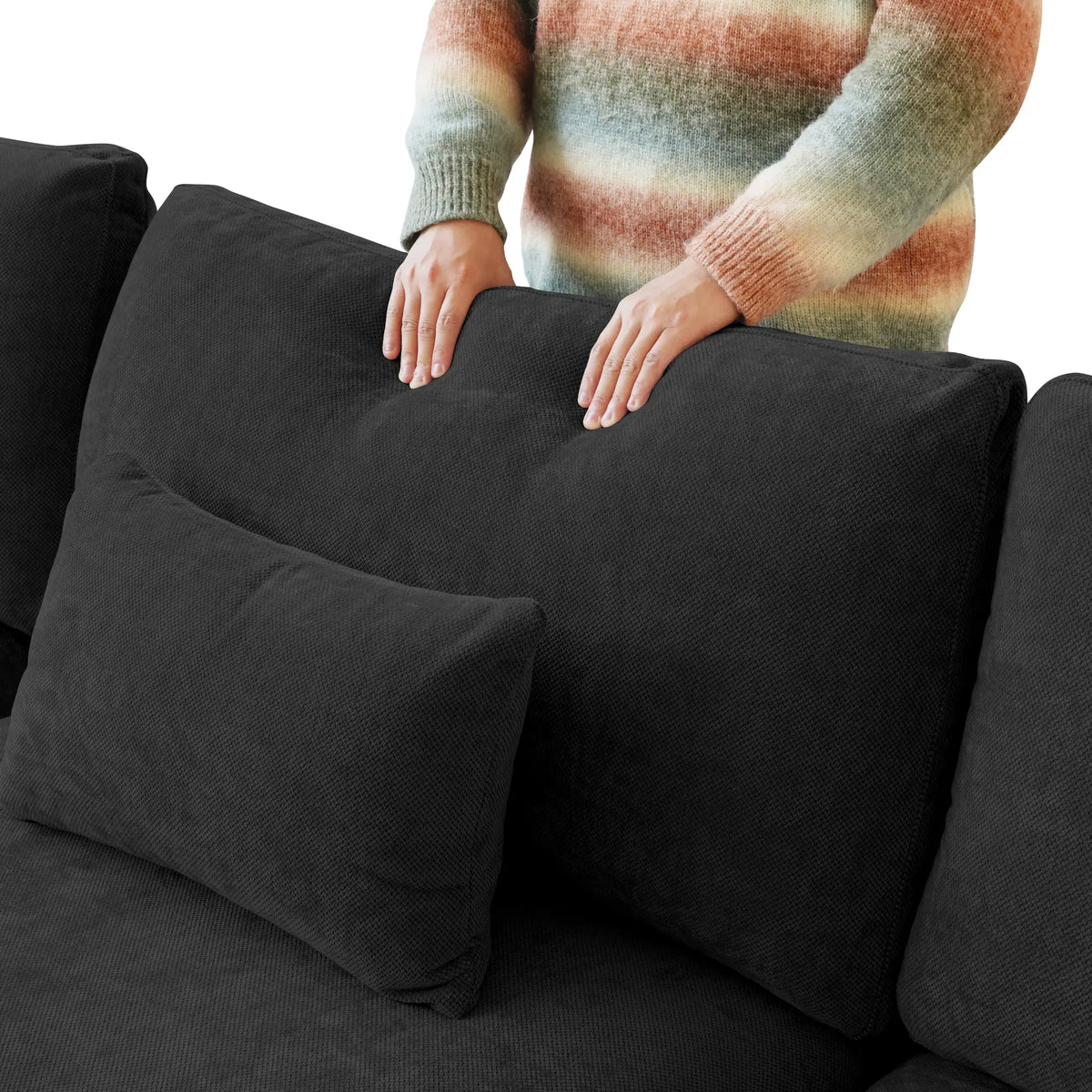Back cushions on a black Deluxe Cloud sofa