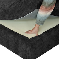 Foam inside the seat cushion of a black Deluxe Cloud sofa