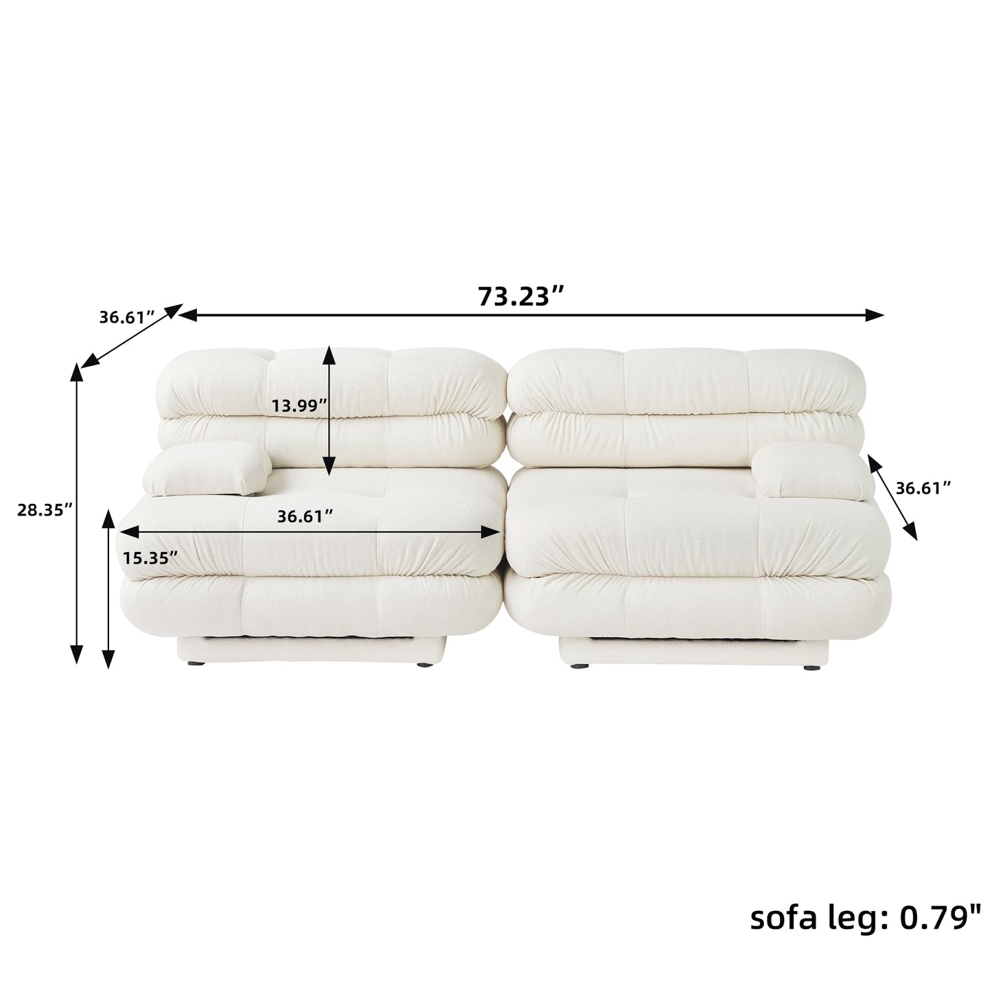 Modular Sectional Couch for Living Room, 109.83" Inline L Shaped Sofa Couch, Minimalist Sofa Couch,3 Seater and 1 Ottoman Deep Seat Couch Deep Seat (Beige, 4 Seater)