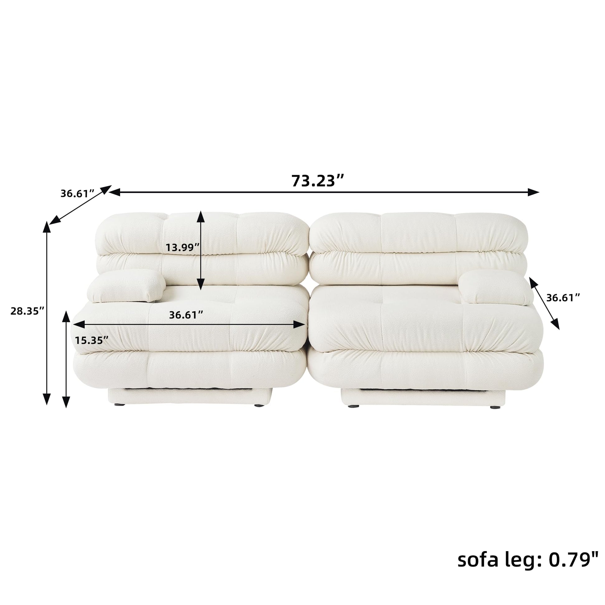 Modular Sectional Couch for Living Room, 109.83" Inline L Shaped Sofa Couch, Minimalist Sofa Couch,3 Seater and 1 Ottoman Deep Seat Couch Deep Seat (Beige, 4 Seater)