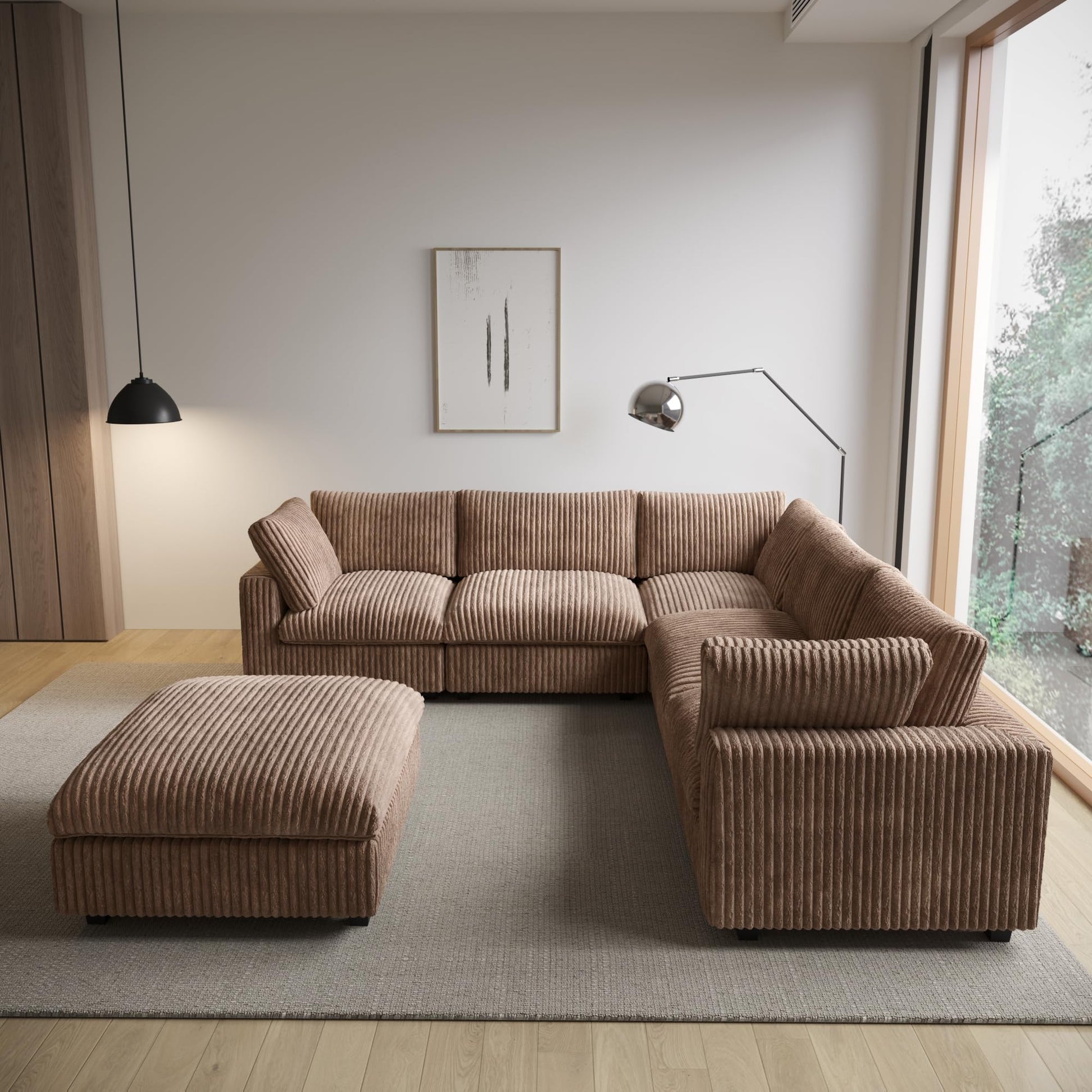 Cloud Couch Modular Sectional Sofa,157" Oversized U Shaped Couch with Ottoman,6 Seater Convertible Sofa,Comfy Plush Couches for Living Room,Covers Washable&amp;Replaceable (White)