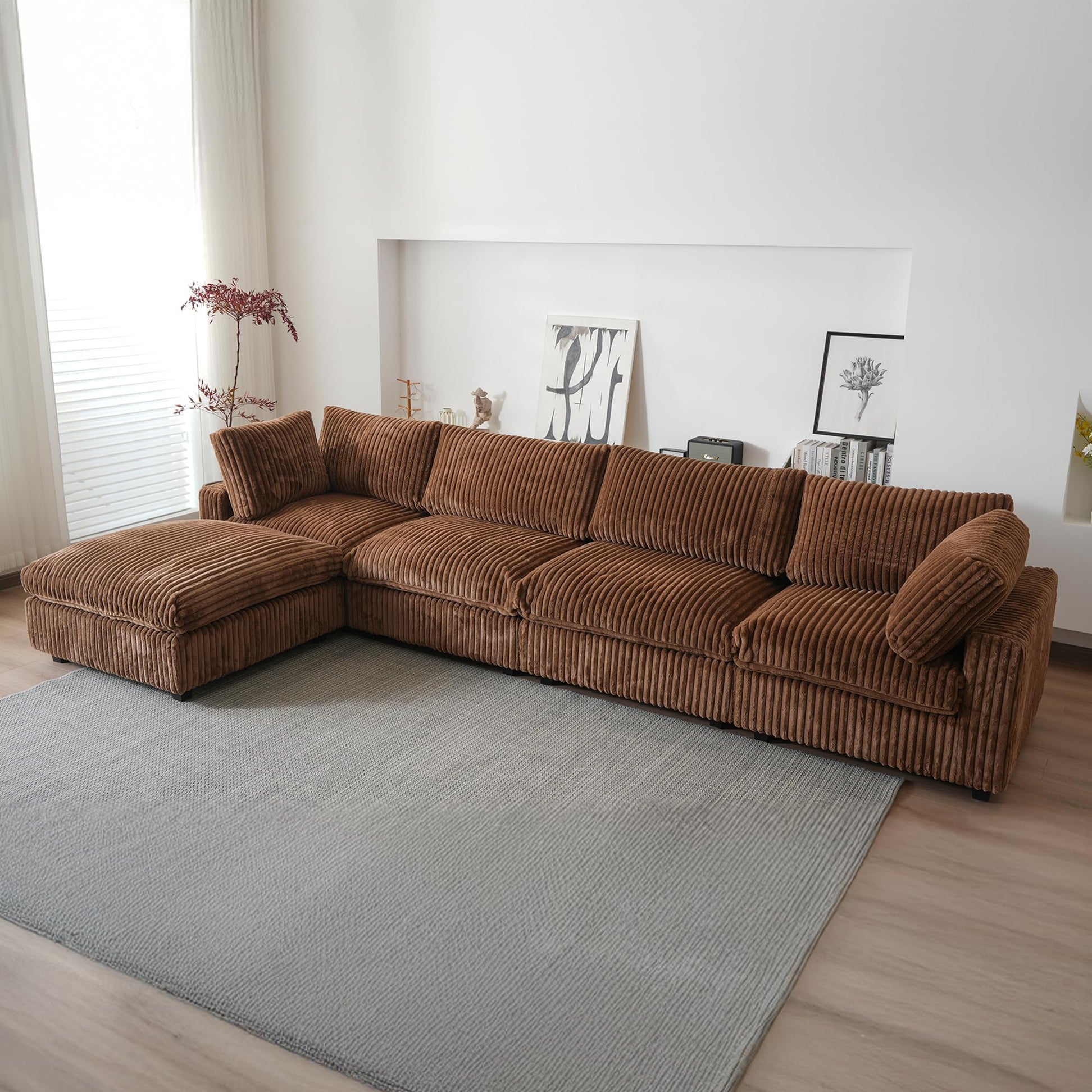 Cloud Couch Modular Sectional Sofa,157" Oversized U Shaped Couch with Ottoman,6 Seater Convertible Sofa,Comfy Plush Couches for Living Room,Covers Washable&amp;Replaceable (White)