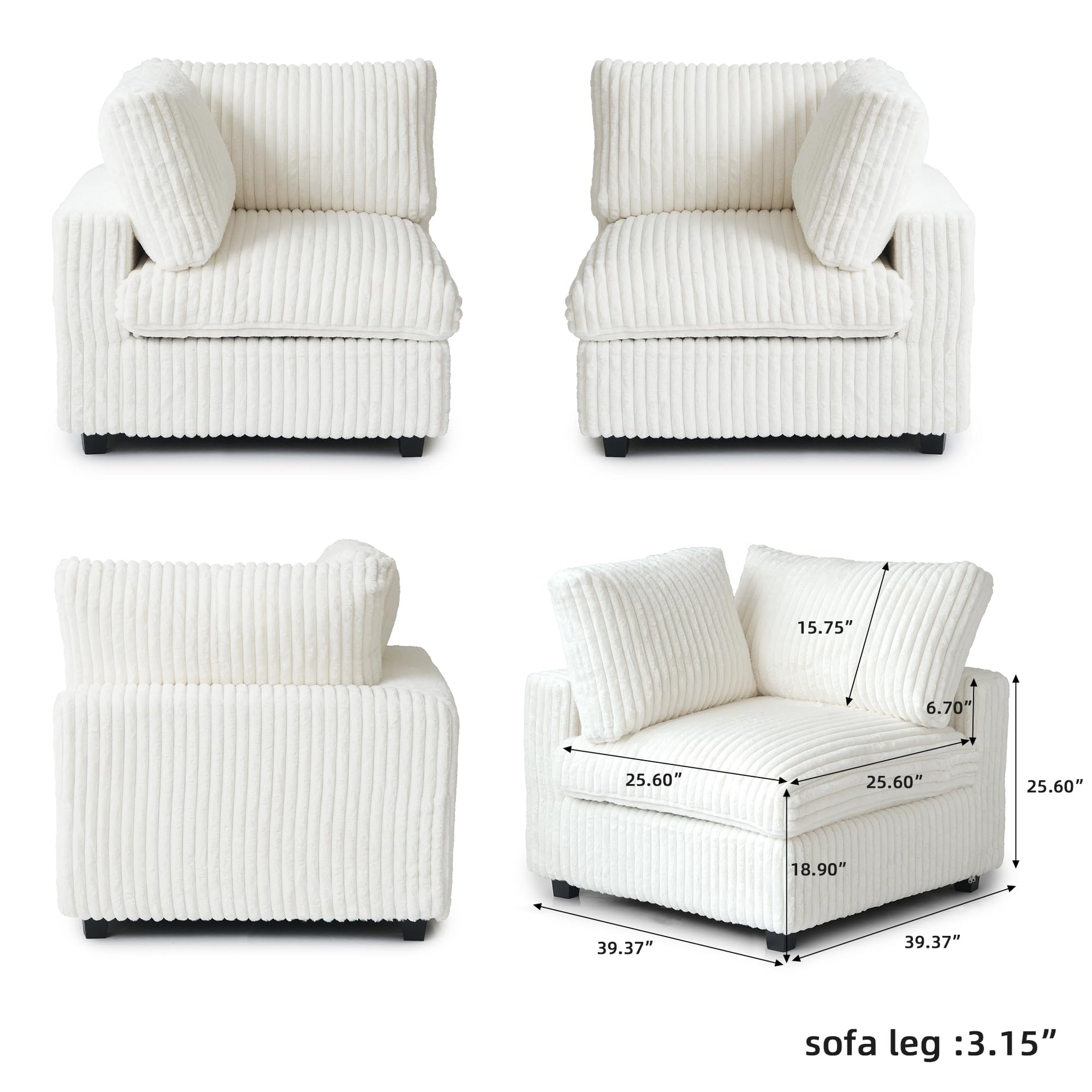 Cloud Couch Modular Sectional Sofa,157" Oversized U Shaped Couch with Ottoman,6 Seater Convertible Sofa,Comfy Plush Couches for Living Room,Covers Washable&amp;Replaceable (White)