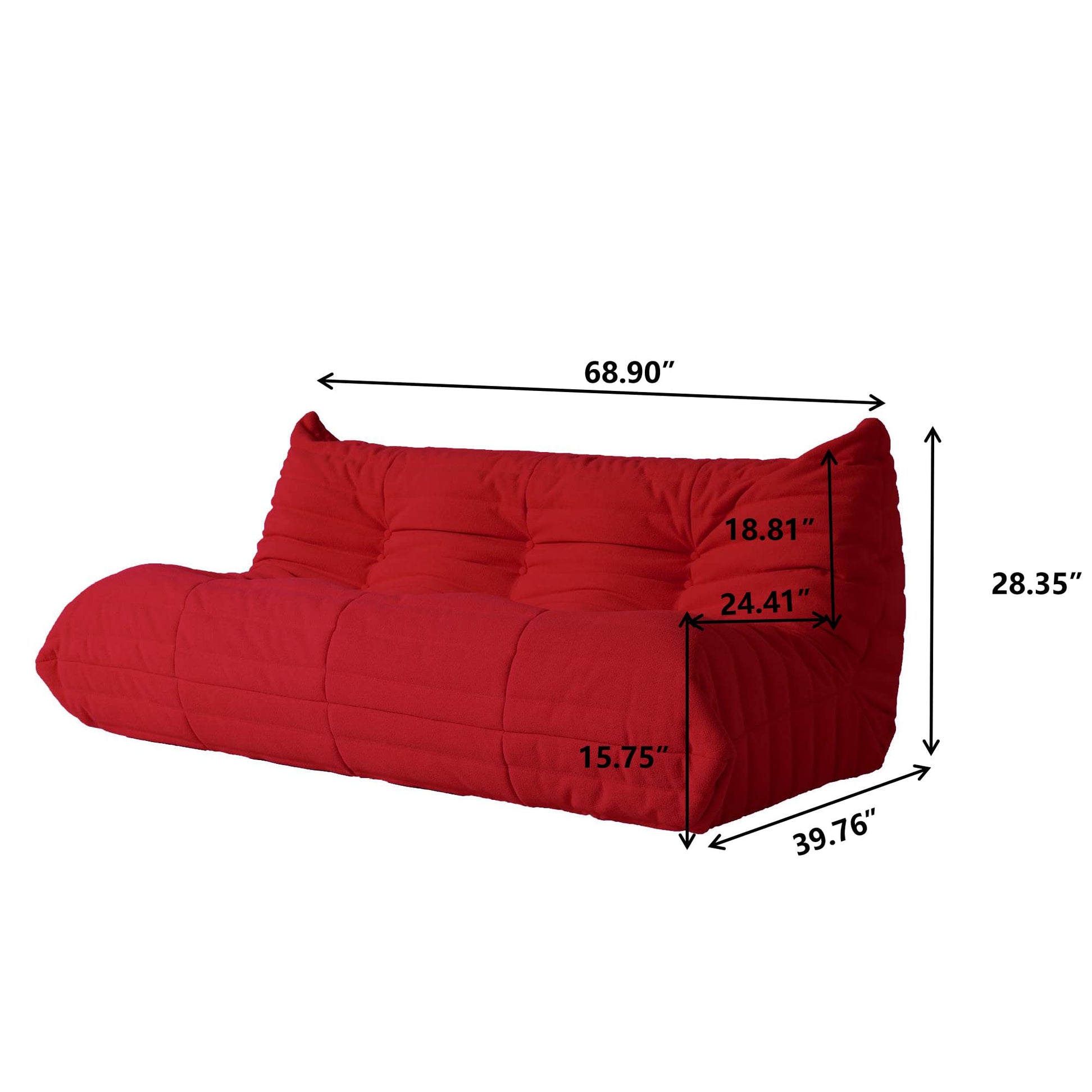 Lazy Floor Sofa, 89 inch Soft Teddy Velvet 3 Seat Minimalist Couches, Tatami Sofa, Fireside Chair, Corner Relax Couch for Living Room Bedroom Salon Office Floor Lounge(3 Seat, Blue)