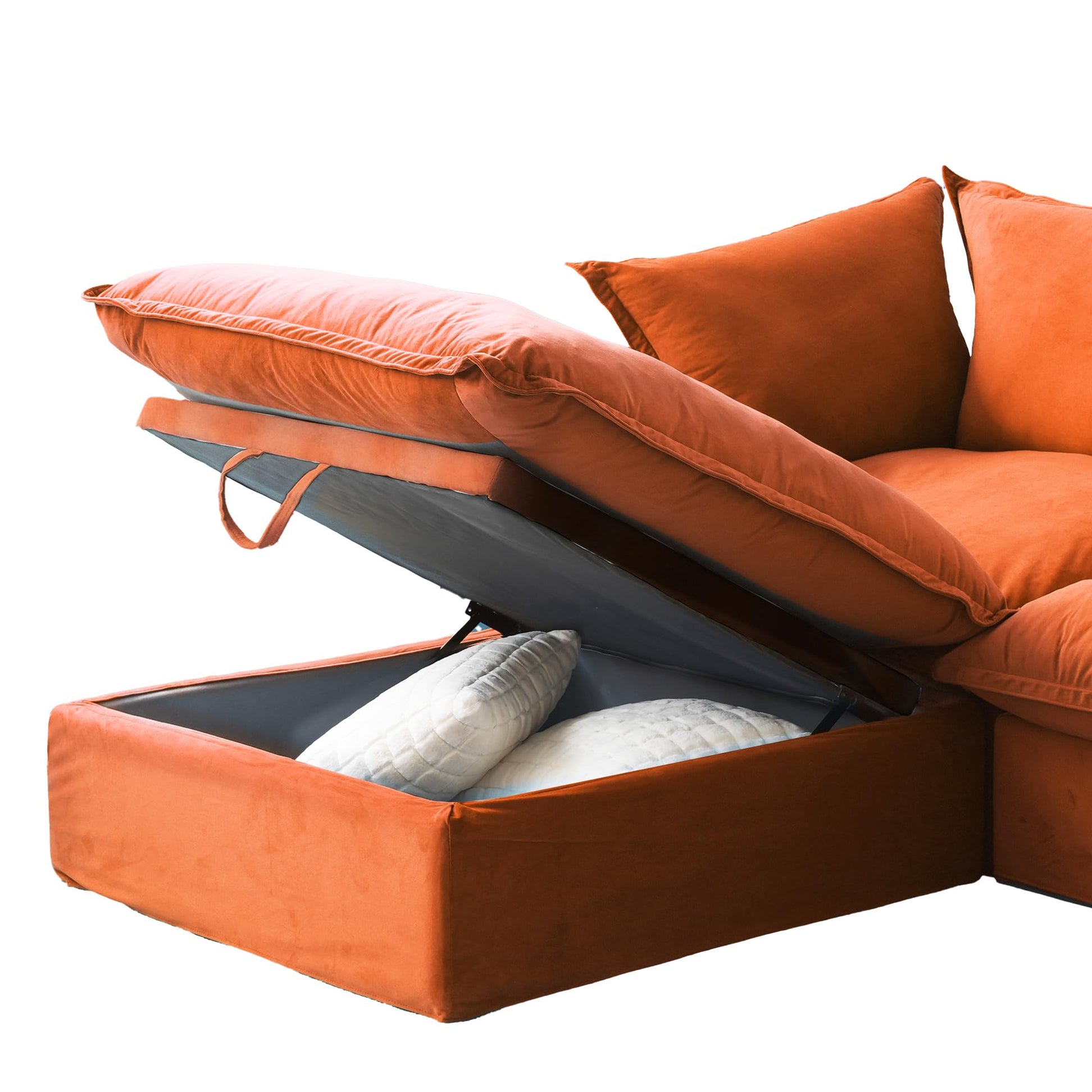 Sectional Couches for Living Room,82.66" Cloud Modular Sectional Sofa, Velvet Deep Couch,Cushion Covers Removable &amp; Replaceable,LoveSofa,Blue
