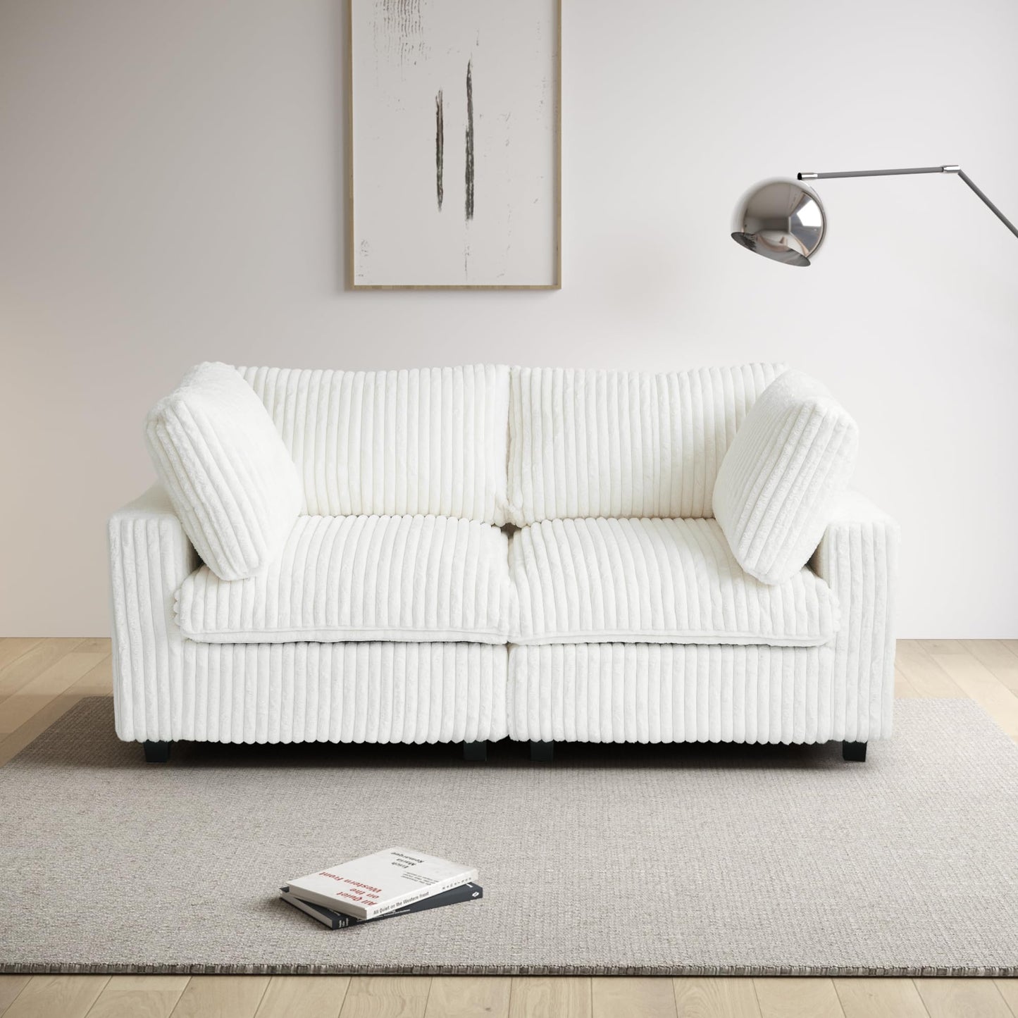Cloud Couch Modular Sectional Sofa,157" Oversized U Shaped Couch with Ottoman,6 Seater Convertible Sofa,Comfy Plush Couches for Living Room,Covers Washable&amp;Replaceable (White)