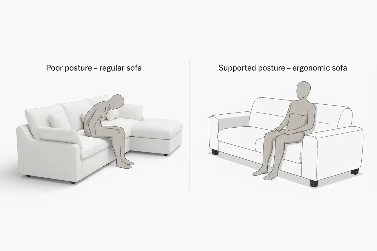 ergonomic sofa vs regular sofa posture comparison for back pain