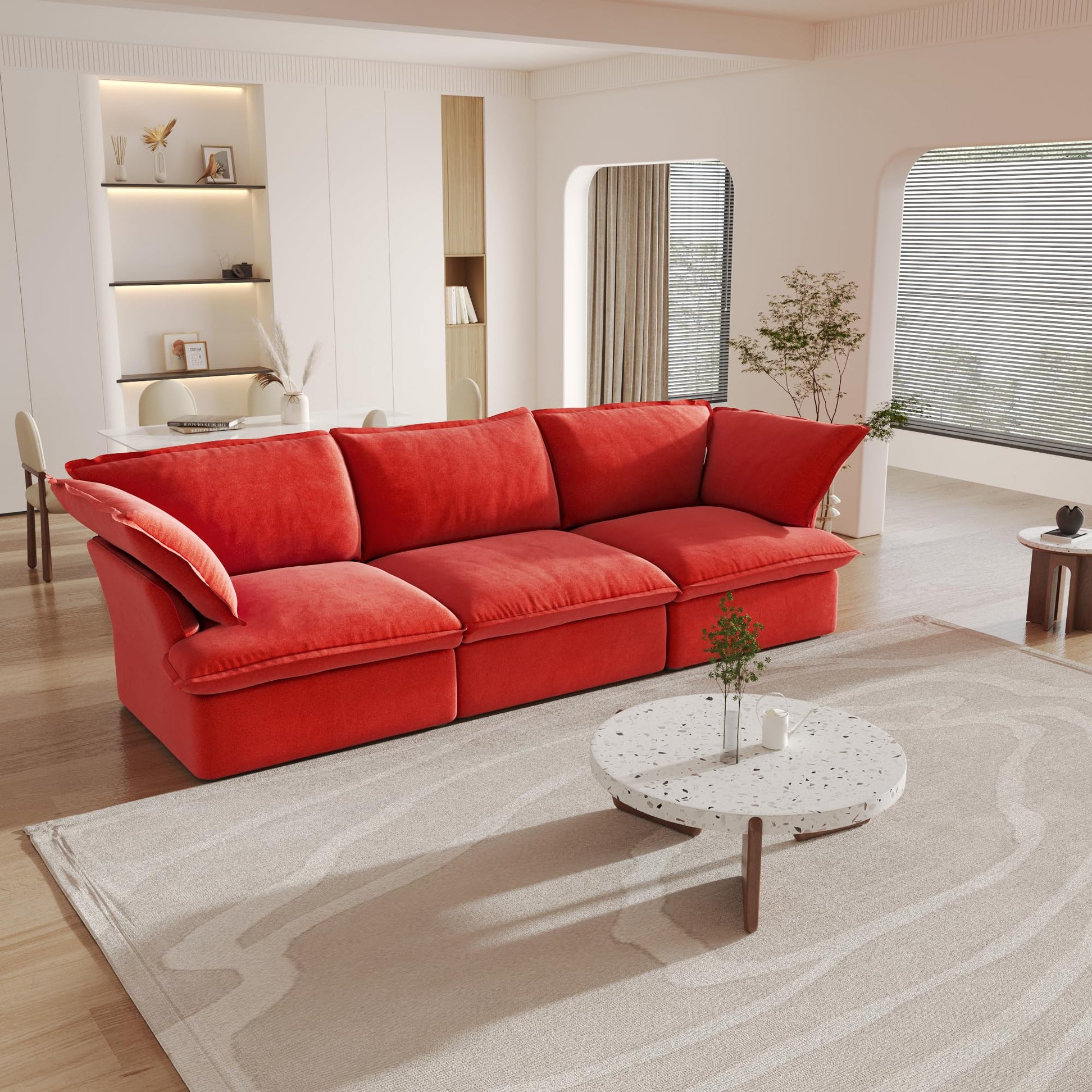 Sectional Couches for Living Room,82.66" Cloud Modular Sectional Sofa, Velvet Deep Couch,Cushion Covers Removable &amp; Replaceable,LoveSofa,Blue