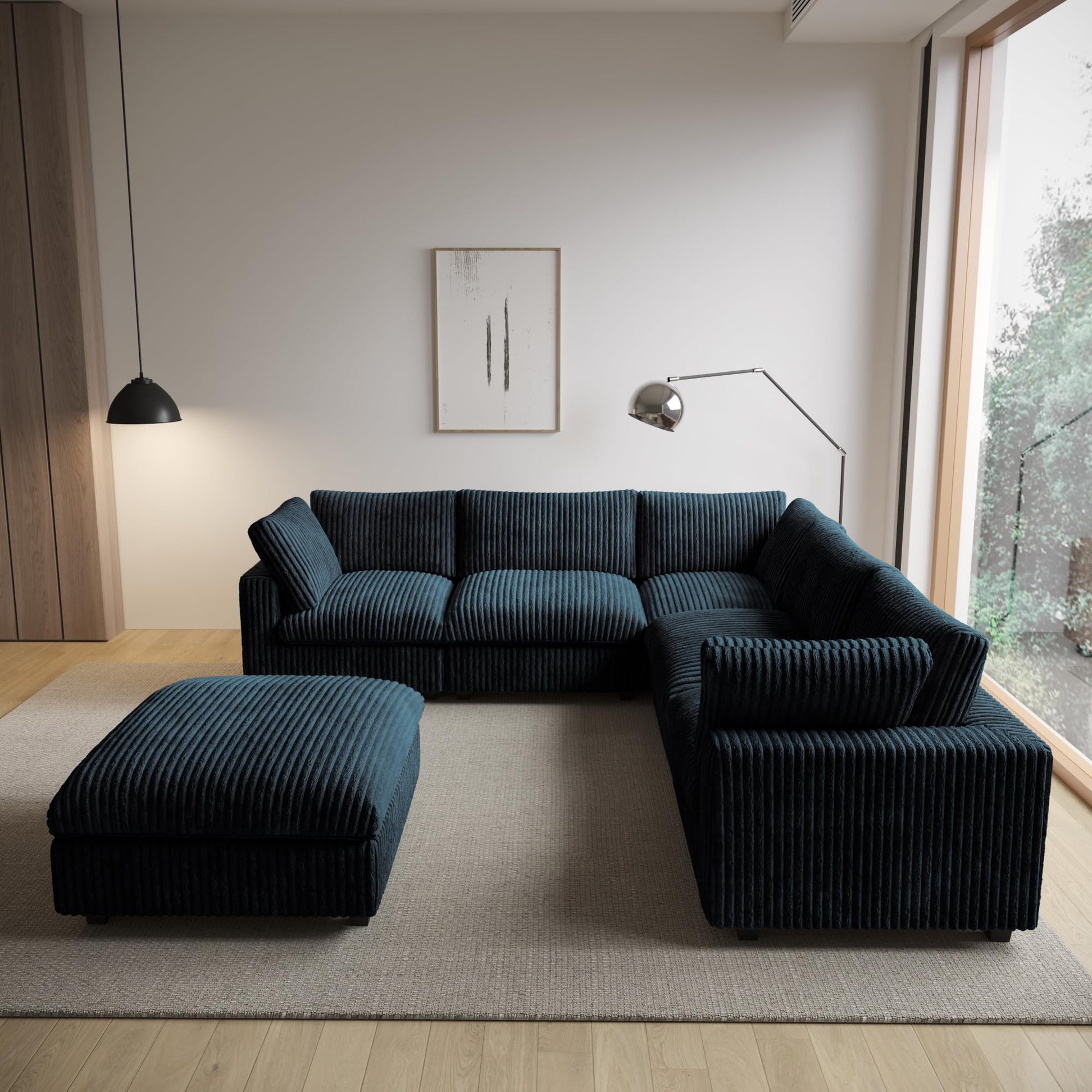 Cloud Couch Modular Sectional Sofa,157" Oversized U Shaped Couch with Ottoman,6 Seater Convertible Sofa,Comfy Plush Couches for Living Room,Covers Washable&amp;Replaceable (White)