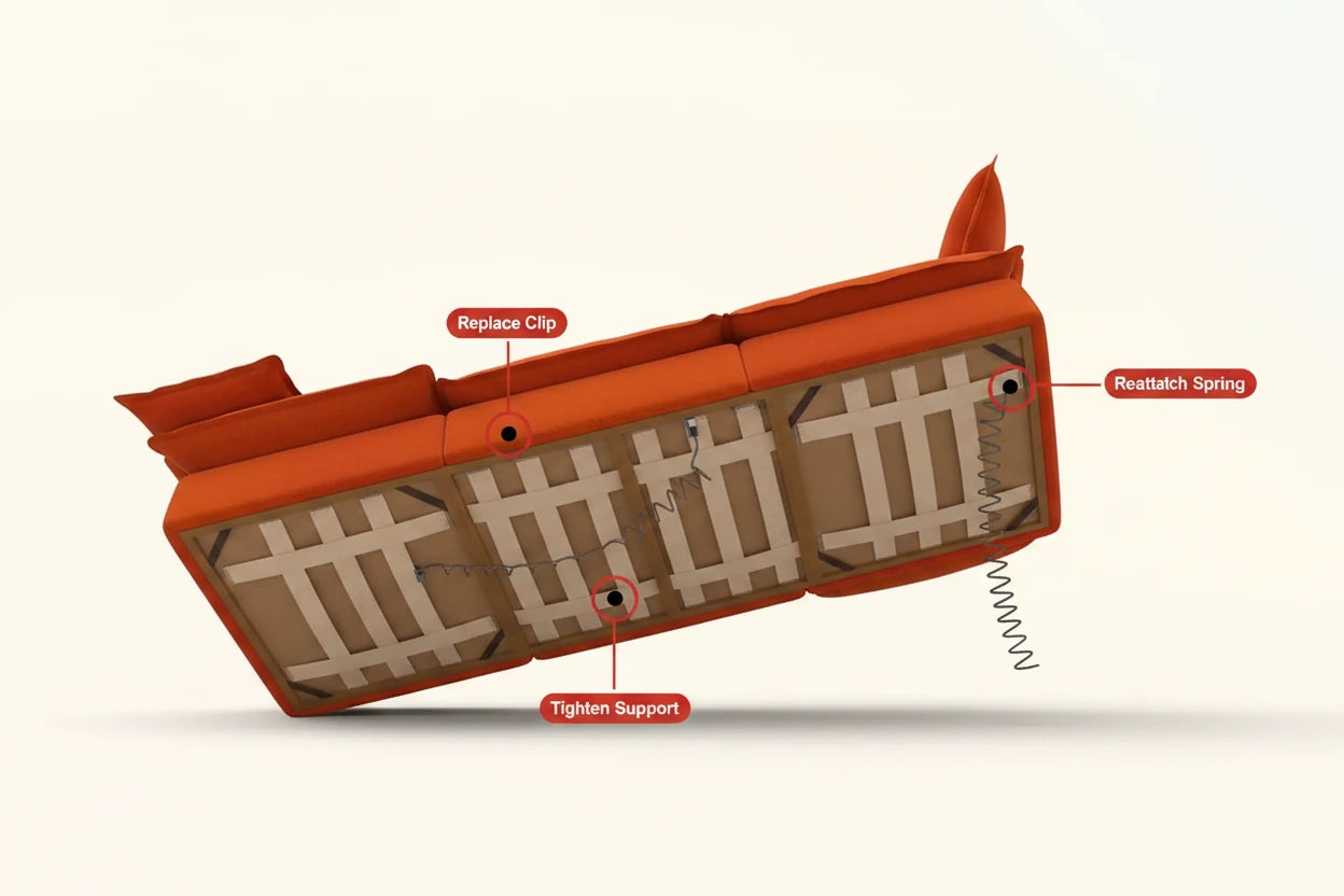 how to fix a sofa f broken or loose sofa springs