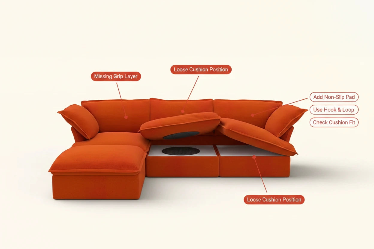 how to fix a sofa of cushions keep sliding