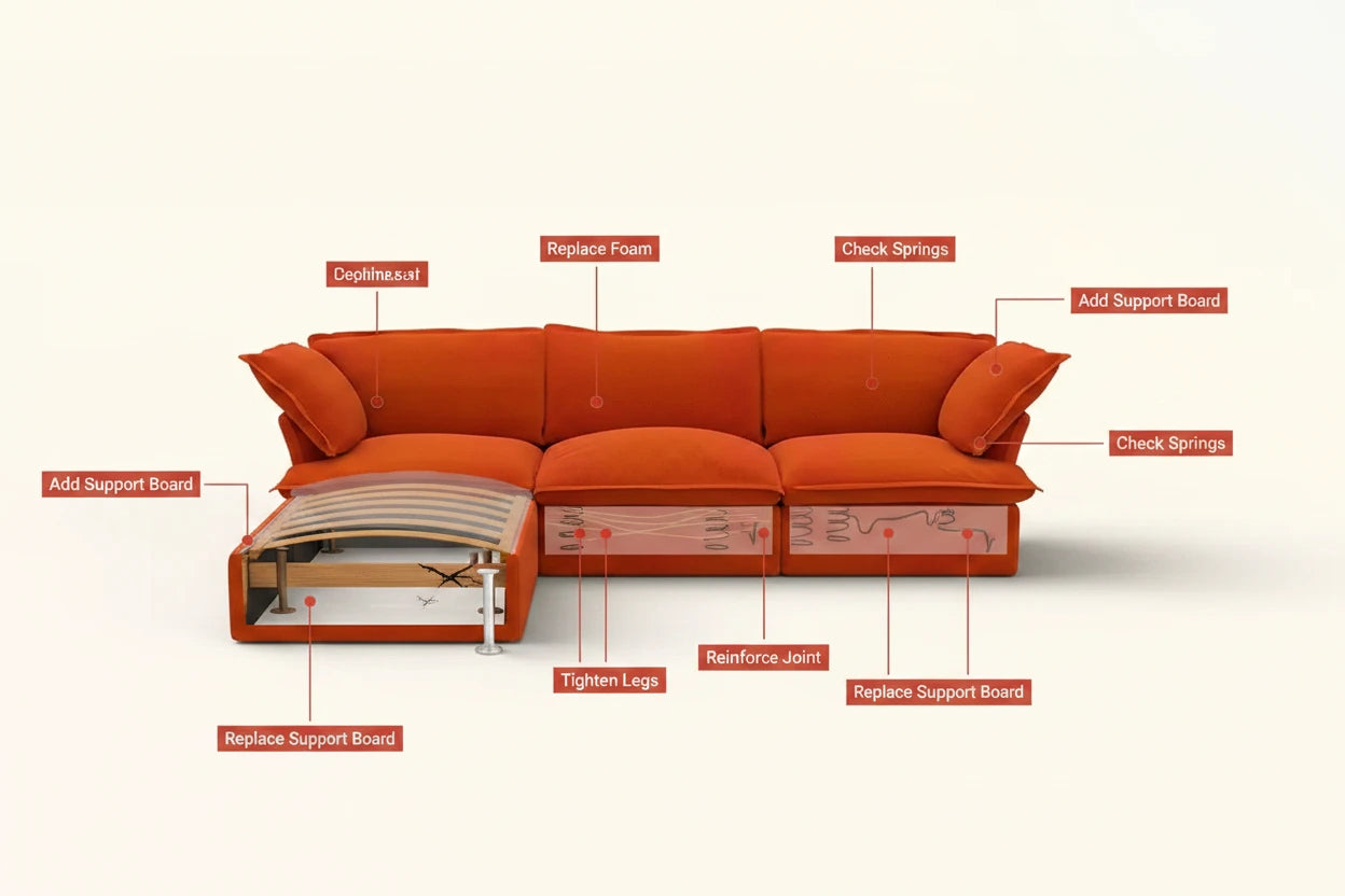 how to fix a sofa of weak, cracked or uneven sofa frame