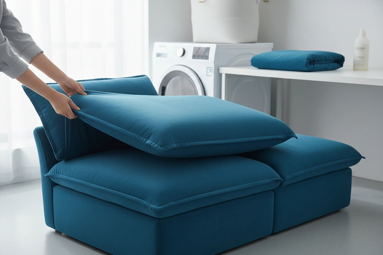 pros of velvet sectional sofa: Washable Covers Change Everything