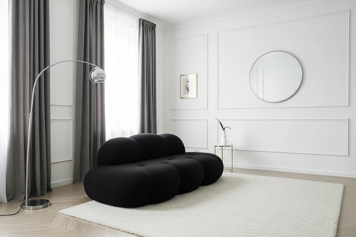 style with black sofa: Small Living Room