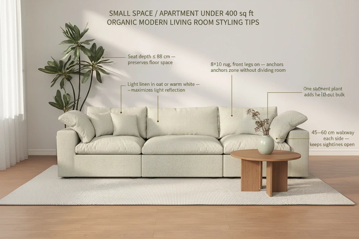 styling small spaces for organic modern living room